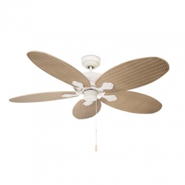 Phuket White ceiling fan with rattan look ABS blades by La Creu