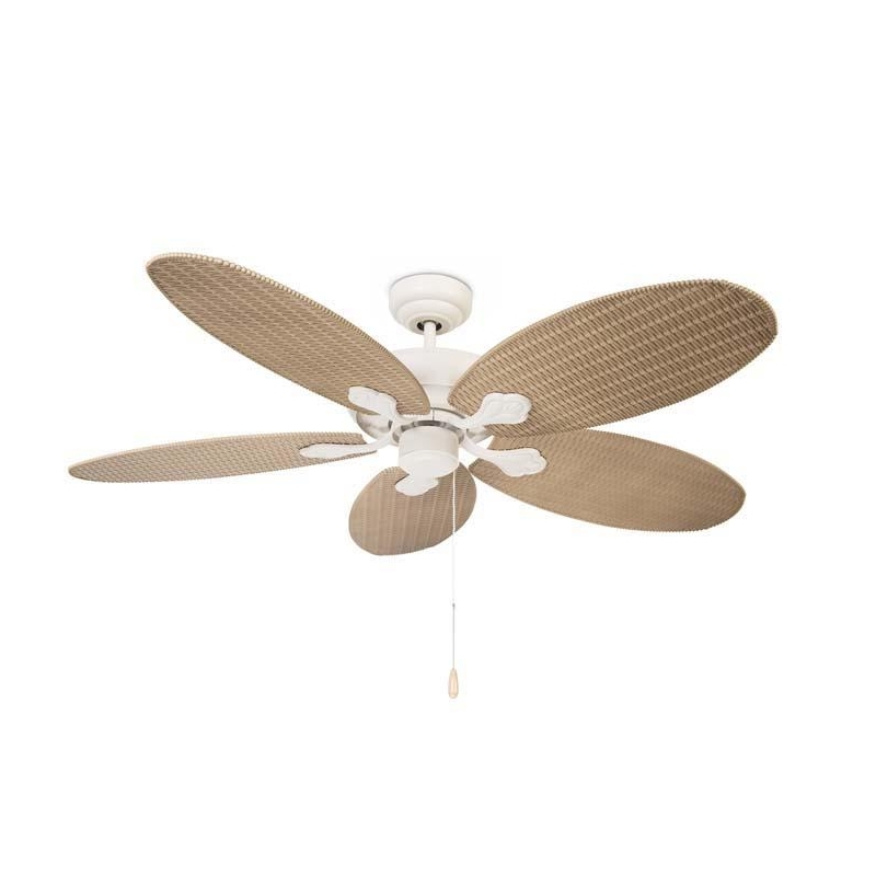 Phuket White Ceiling Fan With Abs Plastc Rattan Look Blades By La Creu