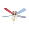 Kisa Antique Brass with light and multicolour blades suitable for low ceilings by Pepeo