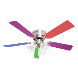 Kisa Nickel with light & multicolour blades suitable for low ceilings by Pepeo