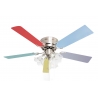 Kisa Nickel with light & multicolour blades suitable for low ceilings by Pepeo
