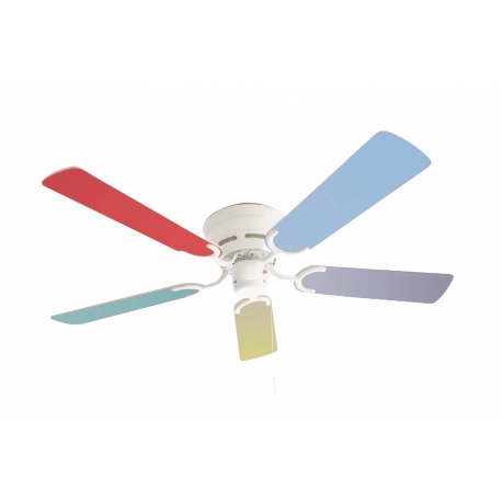 Kisa White with multicolour blades suitable for low ceilings by Pepeo