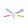 Kisa White with light & multicolour blades suitable for low ceilings by Pepeo