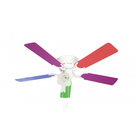 Kisa White with light & multicolour blades suitable for low ceilings by Pepeo