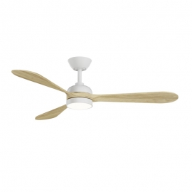 Tonda White Natural Outdoor ceiling fan with DC motor and LED light by Sulion