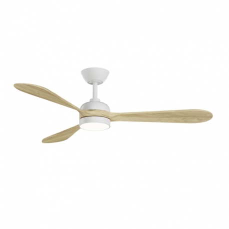 Tonda White Natural Outdoor ceiling fan with DC motor and LED light by Sulion