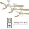 Tonda White Natural Outdoor ceiling fan with DC motor and LED light by Sulion