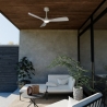 Carla  L 132 White Natural Outdoor Ceiling fan with DC motor and LED light by Sulion