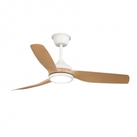 Carla  L 132 White Natural Outdoor Ceiling fan with DC motor and LED light by Sulion