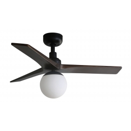 Klim S Black Walnut ceiling fan with DC motor and light by FARO