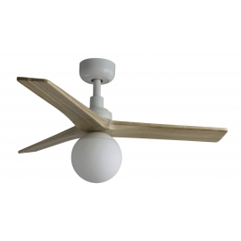 Klim S White Oak ceiling fan with DC motor and light by FARO