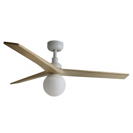 Klim M White Oak ceiling fan with DC motor and light by FARO