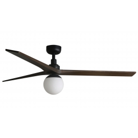 Klim L Black Walnut ceiling fan with DC motor and light by FARO