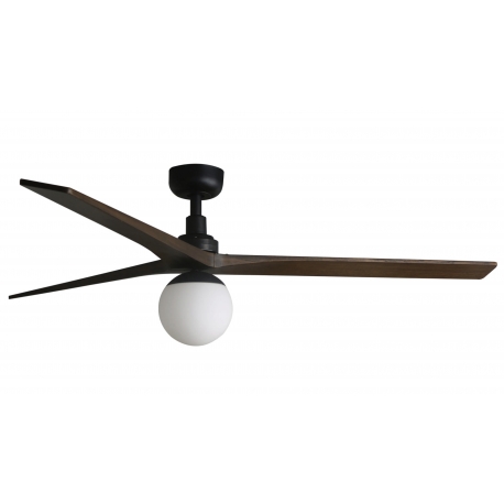 Klim M Black Walnut ceiling fan with DC motor and light by FARO