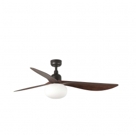 Outwood Brown Walnut DC Outdoor Ceiling fan with light by Faro