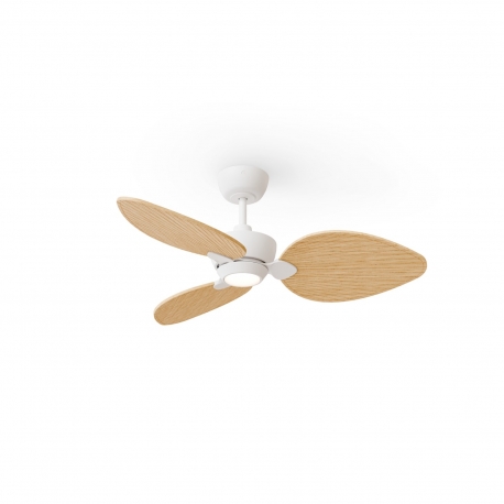 Alma S White Natural Outdoor DC ceiling fan with LED light from Sulion