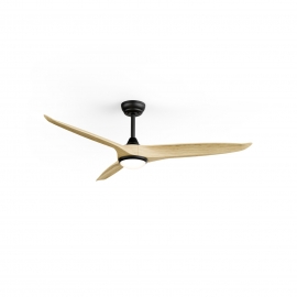 Outdoor ceiling fan Nova Black Natural Wood with DC motor and LED light by Sulion