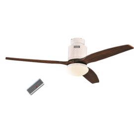 Aerodynamix White/Walnut DC ceiling fan with light & remote control by Casafan