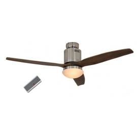 Aerodynamix Brushed Chrome/Walnut DC ceiling fan with light & remote control by Casafan