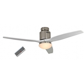 Aerodynamix Brushed Chrome/White DC ceiling fan with light & remote control by Casafan