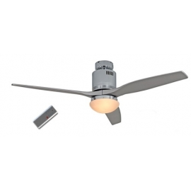 Aerodynamix Brushed Chrome/Gray DC ceiling fan with light & remote control by Casafan