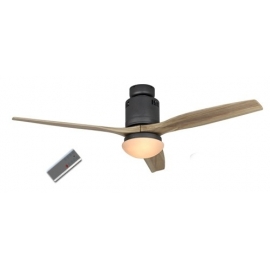 Aerodynamix Basalt Gray/Wood DC ceiling fan with light & remote control by Casafan