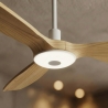 Balcony Neo 107 White Natural Wood Outdoor Ceiling fan with DC motor and LED light by Sulion