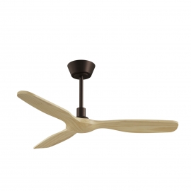 Balcony Neo 107 White Natural Wood Outdoor Ceiling fan with DC motor and LED light by Sulion