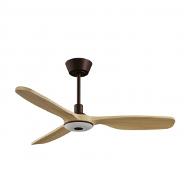 Balcony Neo 107 White Natural Wood Outdoor Ceiling fan with DC motor and LED light by Sulion