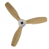 Balcony Neo 107 White Natural Wood Outdoor Ceiling fan with DC motor and LED light by Sulion
