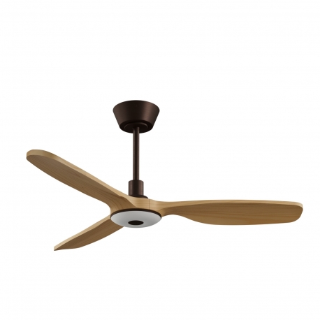 Balcony Neo 107 Brown Natural Wood Outdoor Ceiling fan with DC motor and LED light by Sulion