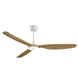 Balcony Neo 142 White Natural Wood Outdoor Ceiling fan with DC motor and LED lightby Sulion