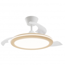 Bombay Estilo 89 White Wood with DC motor, LED light and retractable blades by Sulion