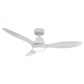 Lara White Outdoor ceiling fan with DC motor and LED light by Sulion
