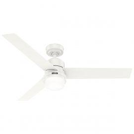 Greenville White with light and remote control by Hunter