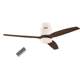 Aerodynamix White/Walnut DC ceiling fan with light & remote control by Casafan