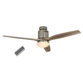 Aerodynamix Brushed Chrome/Wood DC ceiling fan with light & remote control by Casafan