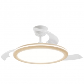 Bombay Estilo 107 White Wood with DC motor, LED light and retractable blades by Sulion